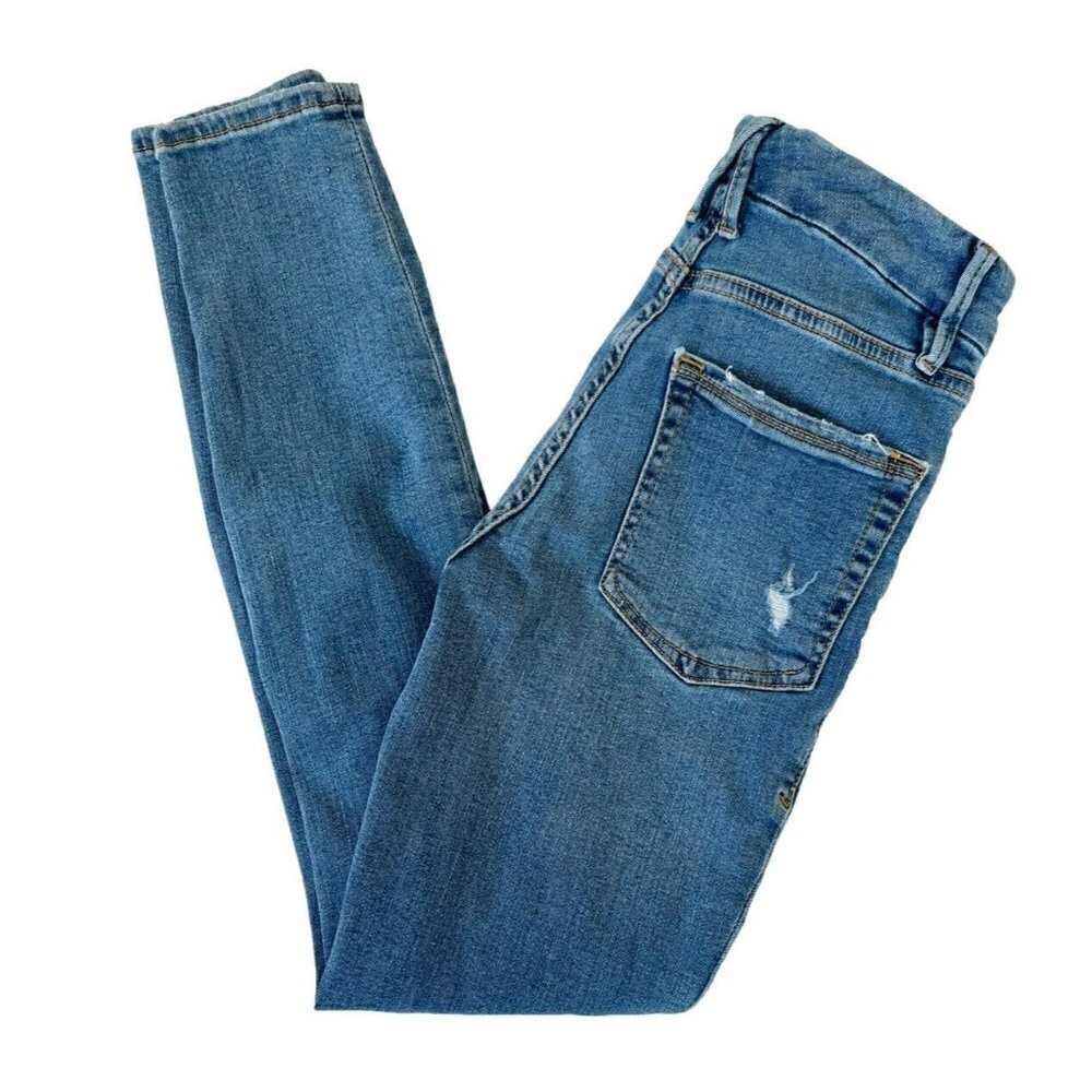 Good American Good Legs Destroyed Distressed Skinny Blue Jeans Women's S z 00/24